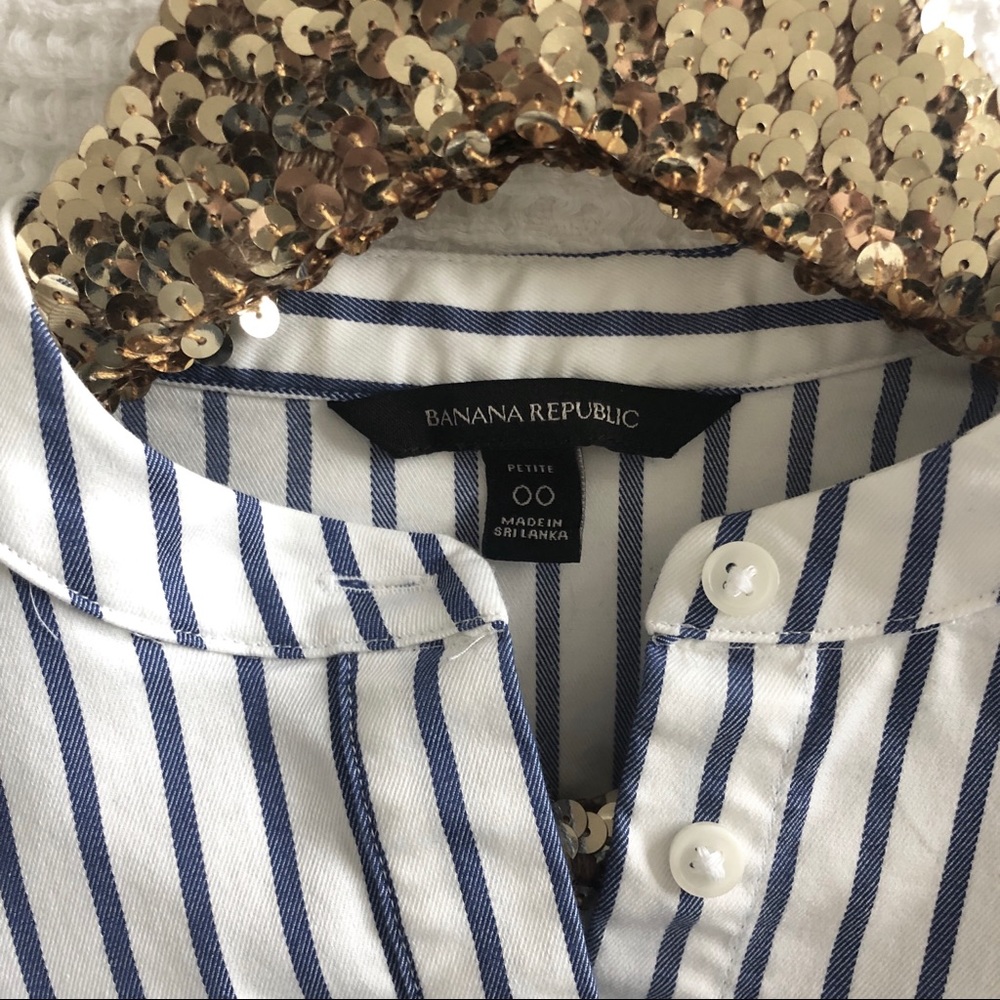 Banana Republic Riley Stripe Ruffle Front Shirt - Picture 7 of 8